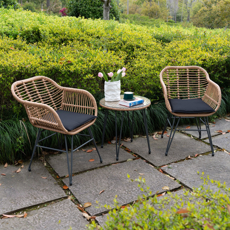 Corrigan Studio® Wicker/rattan 2 Person Seating Group With Cushions & Reviews Wayfair